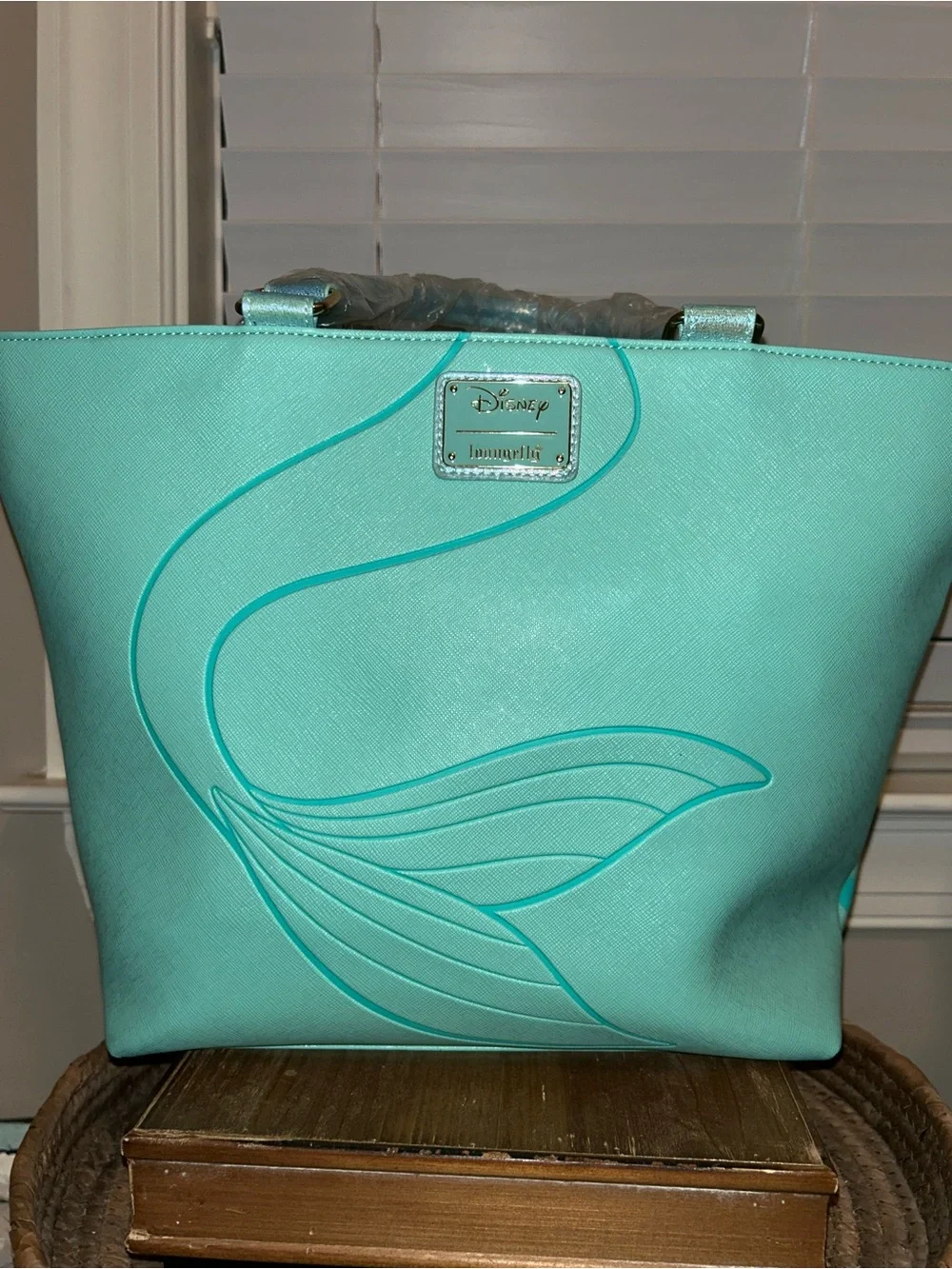 Hard to Find with tags- Disney Loungefly Ariel Turquoise Tote Bag with Bag Charm